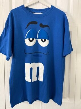 Vintage M&M T Shirt Mars Chocolate Blue Face Promo Tee Sz L